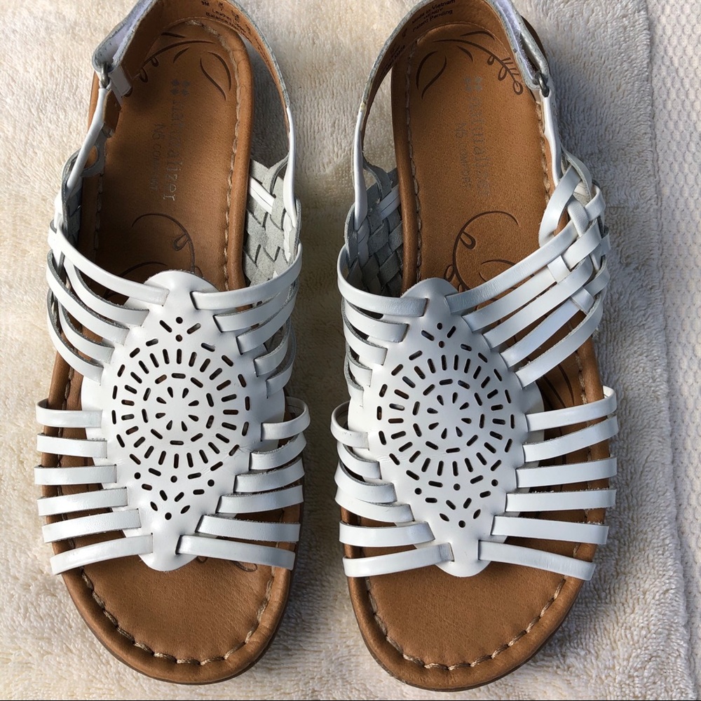 White Woven Naturalizer Sandals